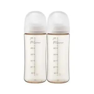 더블하트 아기 젖병 노꼭지 트윈팩 330ml 하루그레이