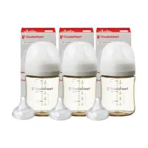 더블하트 젖병 모유실감 배앓이방지 160ml 3개 베이지