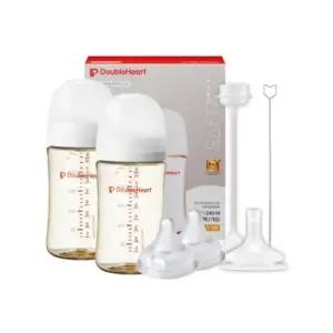 더블하트 아기 빨대컵 세트 2단계 240ml 2개 화이트