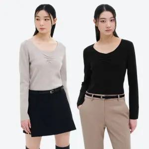 [에잇세컨즈] 페미닌 스쿱넥 앞셔링 풀오버 (325251LYC) (2종)