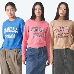 [에잇세컨즈] 레터 자카드 라운드넥 크롭 긴소매 풀오버 (324X51LY4) (3종)