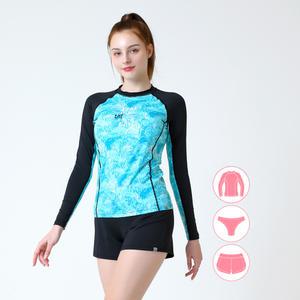 베이직엘르 여성인 맨투맨 루스핏 래쉬가드 3종세트 주니어래쉬가드 유스수영복 BEJ-S304T