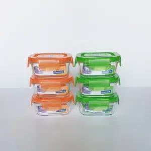 글라스락 이유식 직사각4호6개/칼라뚜껑(150ml 6개)/각종양념/이유식용기