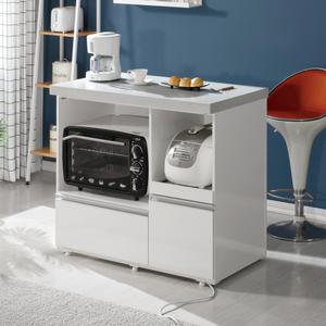 파트너 小 아일랜드식탁, 바디 하이그로시, 상판 인조대리석, 홈바, 미니바, 오븐렌지, 전기밥솥 수납.