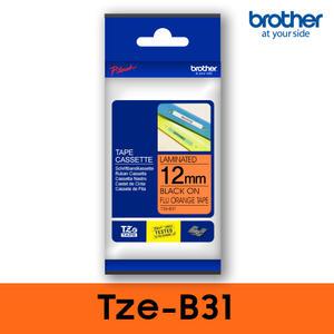 브라더정품 Tze-B31_형광오렌지/검정_12mm 라벨테이프