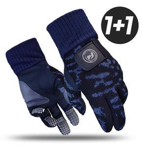 F4 프리미엄 겨울 방한 니트 골프장갑/천연양피 이중덧댐 0502 베라택스 원단 사용