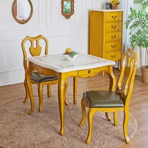 막탄석 2인용식탁 원목테이블 엔틱옐로우