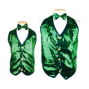 반짝이 조끼 그린 웨이터 스팽글 무대 의상