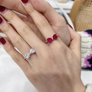 pkpj 큐티 크리스탈 루비 리본 큐빅 프리사이즈 반지 2color