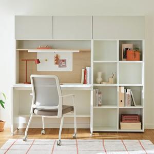 한샘 티오 일자책상세트 5단 120x60cm (플랩도어,조명)
