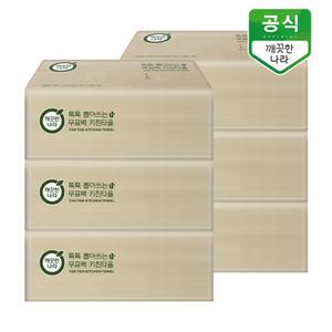 깨끗한나라 톡톡 뽑아쓰는 무표백 키친타올 100매 6입(소프트백)