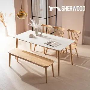 [하프클럽/가구]엘리쉬 6인 통세라믹 식탁세트(원목의자3 벤치)