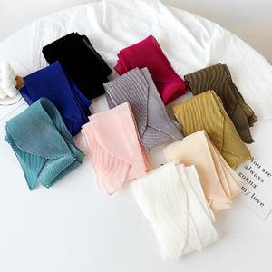 여성용 미니 주름 스카프 시스루 플리스 여름 목 자외선차단 패션 아이템