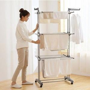 [R.B]빨래 건조대 수직 튼튼한 대형3단 걸이대 이동식 수건빨래