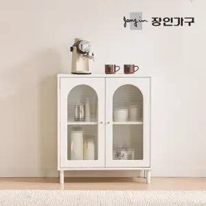 장인가구 쿠르바 모루유리 800 그릇 주방 수납장