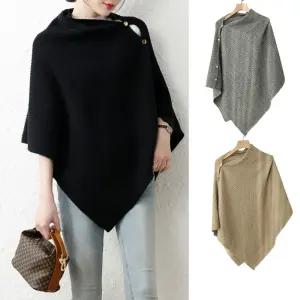 무지 니트 망토숄 케이프 어깨덮개 단추 여성 겨울숄