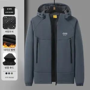 JEEP SPIRIT 가을 겨울 두꺼운 플리스 재킷 남성  면 패딩 따뜻한 후드 코트