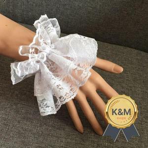 2 개/짝 로리타 핸드 슬리브 손목 커프스 프릴 꽃 블랙 레이스 탄성 팔찌 우아한 여자 여자 손목 따뜻하게