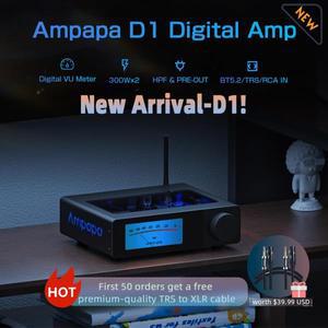 Ampapa D1 파이 스테레오 블루투스 5.2 앰프 2.0 채널 홈 오디오 디지털 VU 미터 HPF 300Wx2