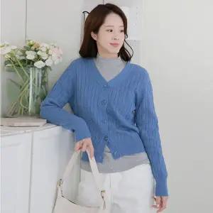 [르포엠]도엘로 시즌리스 브이넥 케이블 가디건 3종세트