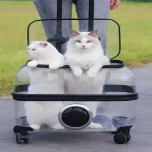 고양이캐리어 바퀴 가방 고양이 캐리어 강아지 투명 애견