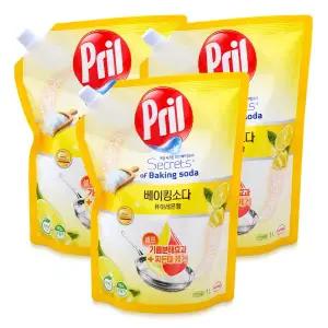 프릴 베이킹소다 주방세제 퓨어레몬향 리필 1L 3개