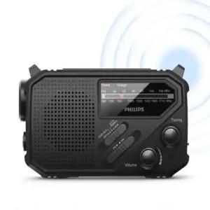 (필립스)휴대용 캠핑 FM AM 라디오 재난방지 손전등 비상사이렌 자가발전 태양충전 건전지겸용 고감도라디오 j5