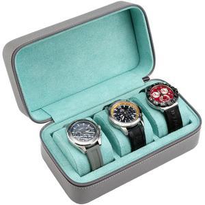 칼리티 - 남성용 시계 여행용 케이스 | 3개의 슬롯이 있는 가죽 완벽한 정리함 휴대용