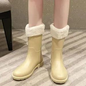 [라일리] Rly 기모 여성 레인부츠 미들 부츠 방한화 여자 겨울