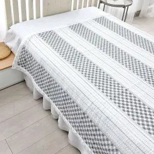 [골드스마일]국내제작 홑이불 화이트 라인 체크 시어서커 여름이불