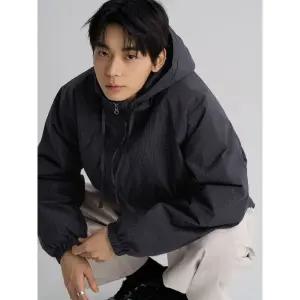 [에잇세컨즈] 체크 후드 패딩  네이비 (225X39AQTR)