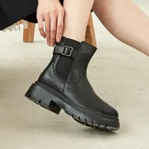 [정상가 185 000원]여성 소가죽 버클 밴딩 앵클 부츠 - 3FR6002