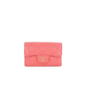 [엘러브] 새상품  클래식 카드지갑 코랄핑크 샴페인골드 캐비어 5ET1867