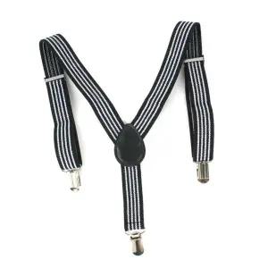 클래식 캐주얼 코디 서스펜더 정장멜빵 검정스트라이프