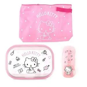 [셀러에이드]헬로키티 스텐식판 스푼포크케이스 올셋