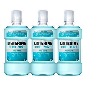 리스테린 쿨민트 마일드, 750ml, 3개 +증정(캐비티케어마일드100ml, 1개)