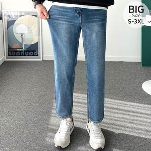 남자 기모 청바지 숨은 밴딩 YKK 지퍼 빅 사이즈 겨울 9부 10부 데님 팬츠 k21211