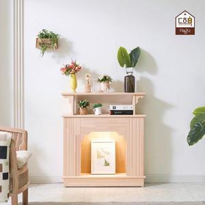 [다하미가구]아르망 편백나무 LED 벽난로 콘솔 장식장