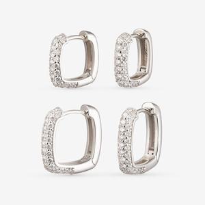 [도로시] 14k 스퀘어 랩 다이아몬드 파베 링귀걸이_소