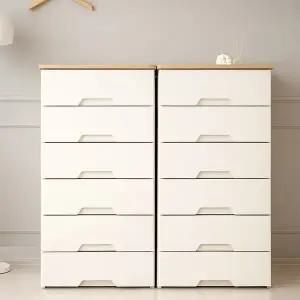 모던플러스 6단 우드상판 서랍장 플라스틱 수납장 정리함 옷장