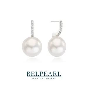 벨펄 약 10.5∼9mm 리얼 담수 진주 화이트 귀걸이 1종