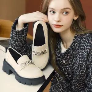 [무크] 여화 르베 소가죽 체인 청키로퍼 2colors