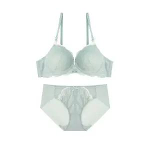 [예스] 러블리 투톤 레이스 브라 / 헴팬티 세트_민트
