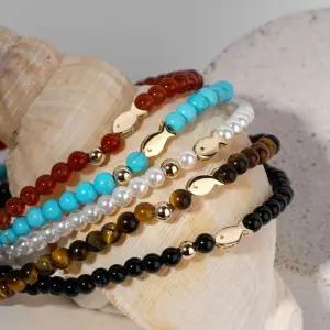 갤러리아 [모아르] 14K 천연석 물고기 볼 팔찌 5종 택1 행운 선물