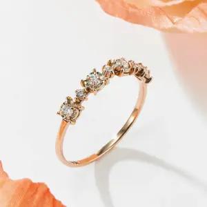 14K 샤인 화이트 플라워컷 큐빅 반지 SRS41386