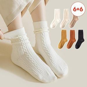 [6+6] 케이블짜임 니트 꽈배기양말 (총 12켤레세트)