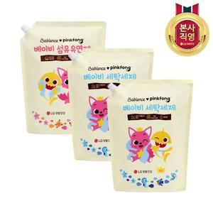[엘지생활건강]베비언스 핑크퐁 베이비 세탁세제 리필 2.2L 2개+유연제 2.2L 1개