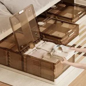 오픈형 폴딩박스 언더베드 리빙박스 투명 옷정리함 옷장 수납함 침대밑