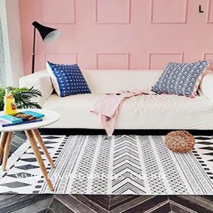 에스닉 러그 블랙 화이트 140x200cm 인테리어 디자인 사각 방꾸미기 집꾸미기 홈데코 거실