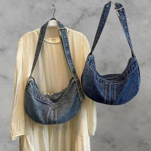 [다잇템] 여성 반달형 끈 정리 캐쥬얼 통큰 조절 데님팬츠 크로스백